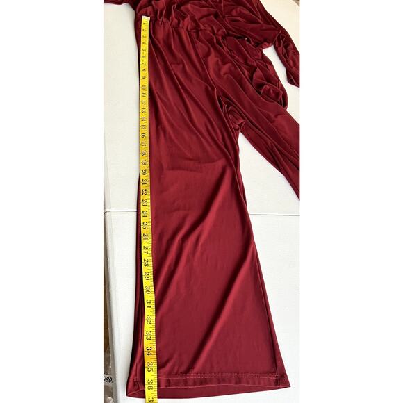 NY Collection Petite Plus Jumpsuit Women Size 1XP Burgundy Flattering Modest - Picture 8 of 16